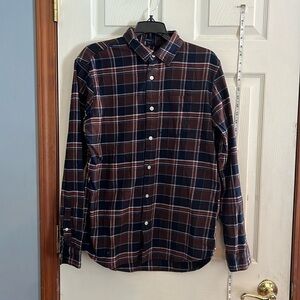New-gap-S-brown plaid-100% cotton, button-down, flannel shirt